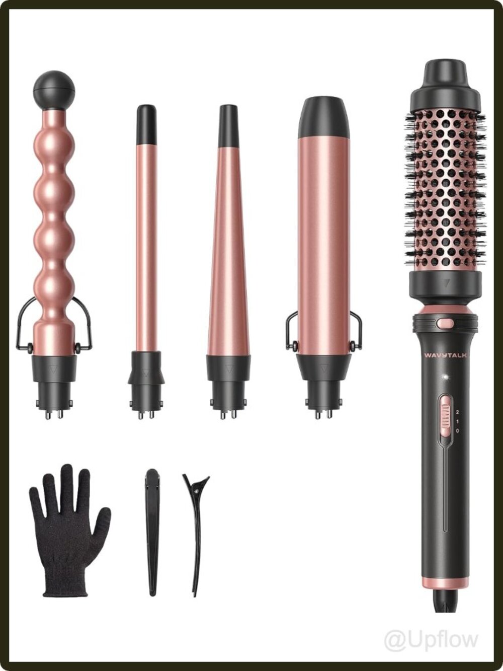 5 in 1 Curling Wand Set Ceramic Barrels Thermal Brush Dual Voltage Hair Styling